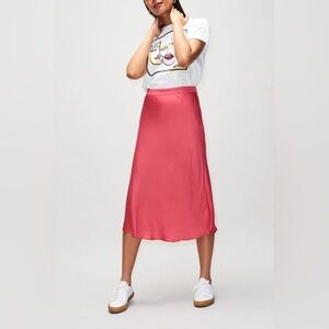 Claudie Pierlot / NWT Selma Flared Midi Skirt in Pink Viscose 36 S